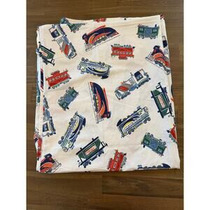 Pottery Barn Kids Train Locomotive 100% Cotton Flat Sheet Size Full